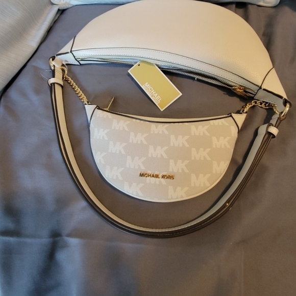 Michael Kors Hollis White/Cream Leather Shoulder Bag NWT - Picture 2 of 5